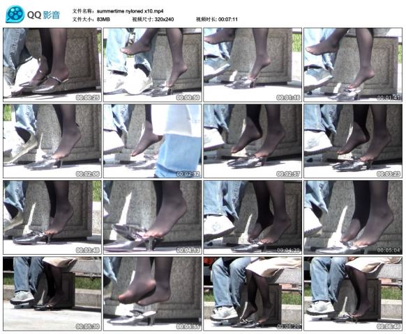 欧洲广场亚裔女人丝袜脚玩凉拖片summertime nyloned x10