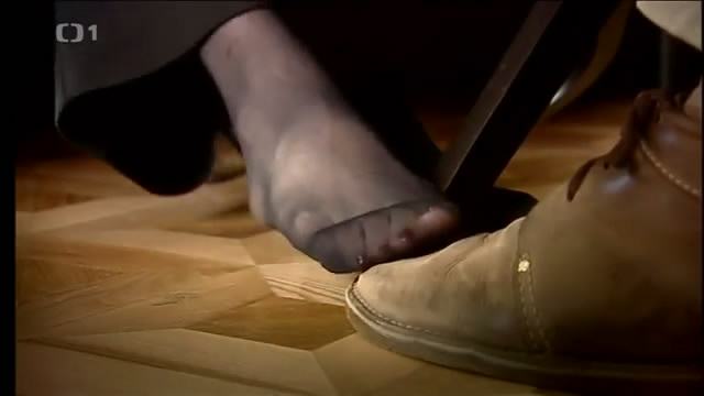 black nylon footsie under the table