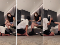 【芭妮】漂亮车模S-皮鞋黑棉袜玩贱奴