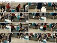 帆布鞋丝 船袜 美 女 试穿小白鞋