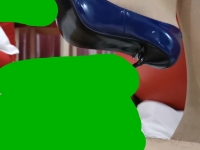 蓝色高跟 插马眼15分