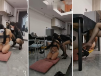 【lailai】捆绑骚母狗囚禁桌底