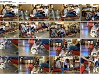 候车室纯白色 船袜MM脱鞋放松