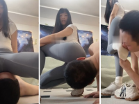 【偏不】瑜伽裤坐脸窒息-脏鞋白袜辱