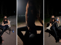 【梨悠】长靴女神深夜户外遛狗