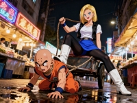 18号和她的家奴克林（AI生图，仅供娱乐，切勿商用）