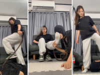 【女生也能很暴力】脏耐克鞋白袜玩奴才