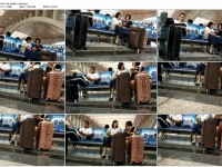 候车室渔夫鞋百褶裙ROU SI WA BIG MM 脱鞋晾脚